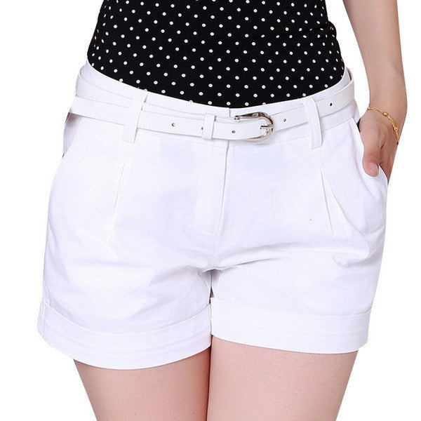 Summer Woman Cotton Shorts Size S-2XL Fashion Design Lady Casual Short Trousers Solid Color Khaki / White-Dollar Bargains Online Shopping Australia