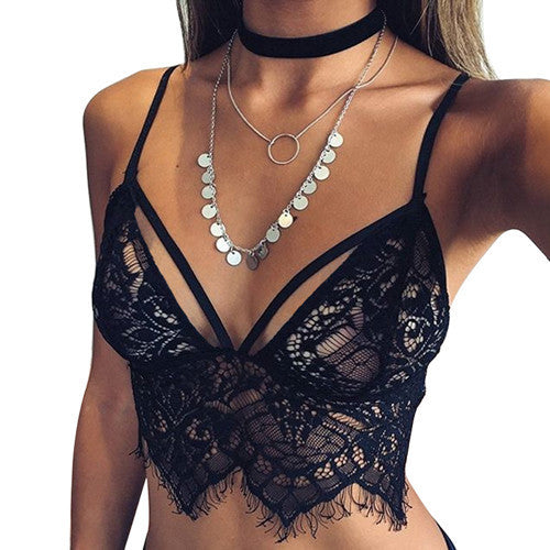 Summer Women Ladies Sexy Lace Crochet Bralet Bustier Crop Top Camisole Strappy Bra Bikini Bralette Halter Tank Tops Z1-Dollar Bargains Online Shopping Australia