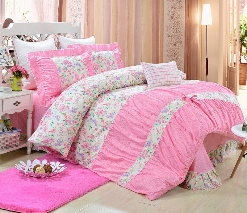 YADIDI 100% Cotton Classic Princess Polka Dot Girls Bedding Sets Bedroom Bed Sheet Duvet Cover Pillowcase Twin Queen King size-Dollar Bargains Online Shopping Australia