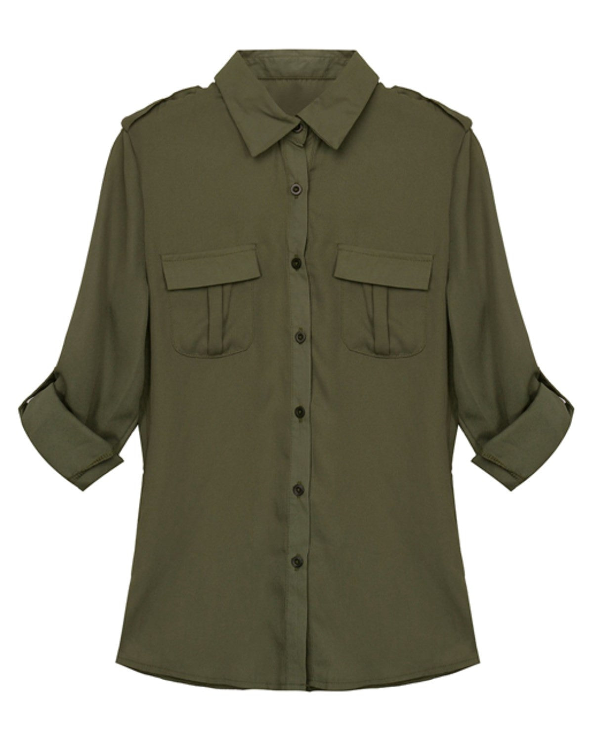 Women Button Turn-down Collar Blouse Ladies Casual Long Sleeve Pocket Solid Chiffon Shirts Tops Vintage Loose Blusas Femininas-Dollar Bargains Online Shopping Australia