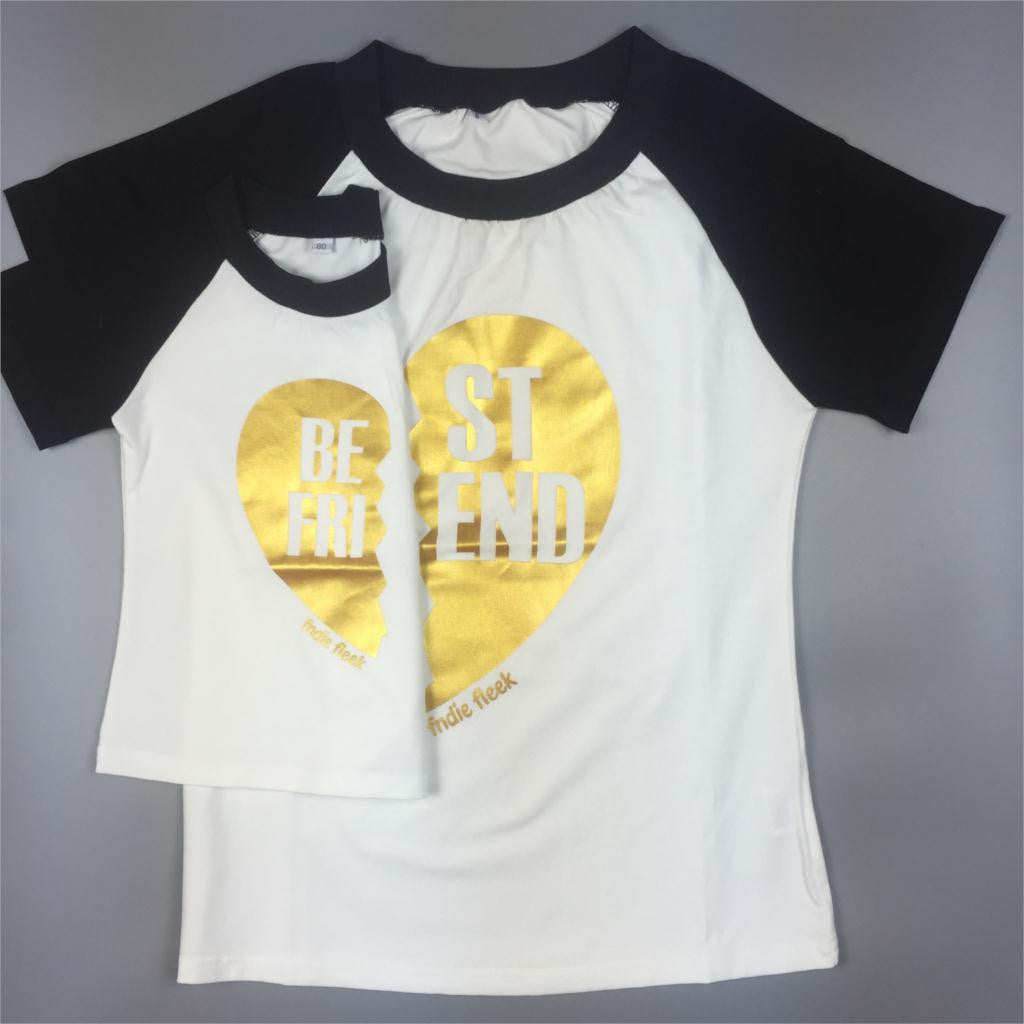 Best Friends T-shirt Summer Matching Family Clothing Outfit Short-Sleeve Tops Tees Women Kis Popular Cotton tshirt-Dollar Bargains Online Shopping Australia