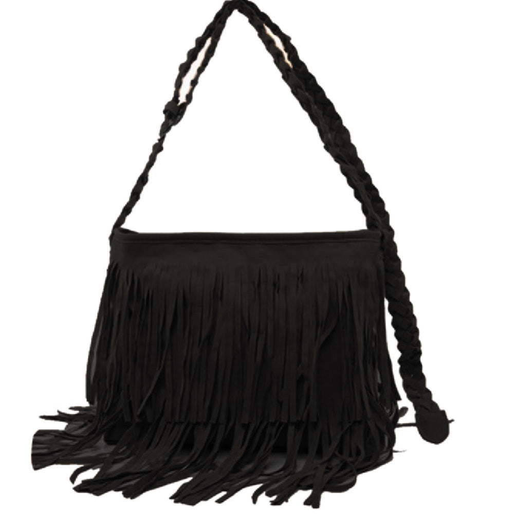 Fashion Women Suede Weave Tassel Shoulder Bag Messenger Bag Fringe Handbags High Quality-Dollar Bargains Online Shopping Australia