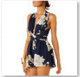 Lady Women Fashion Sexy Sleeveless V-Neck Cross Bandage Floral Slim Chiffon Club Short Jumpsuit-Dollar Bargains Online Shopping Australia