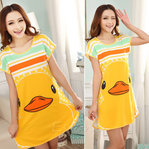 Women Cartoon Polka Dot Sleepwear Short Sleeve Sleepshirt Sleepdress-Dollar Bargains Online Shopping Australia