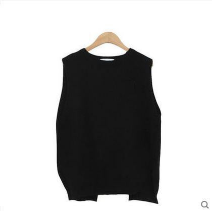 spring loose big yards female hedging sweater vest sweater vest round neck wool vest waistcoat jacket-Dollar Bargains Online Shopping Australia