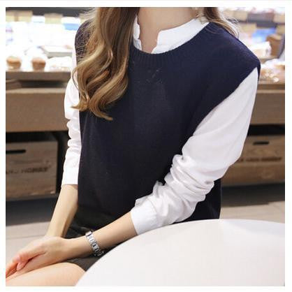 spring loose big yards female hedging sweater vest sweater vest round neck wool vest waistcoat jacket-Dollar Bargains Online Shopping Australia