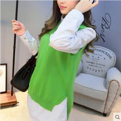 spring loose big yards female hedging sweater vest sweater vest round neck wool vest waistcoat jacket-Dollar Bargains Online Shopping Australia