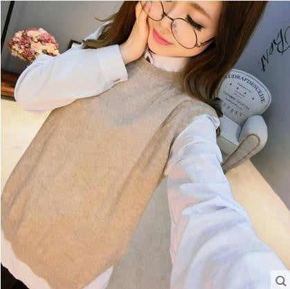 spring loose big yards female hedging sweater vest sweater vest round neck wool vest waistcoat jacket-Dollar Bargains Online Shopping Australia