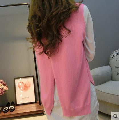 spring loose big yards female hedging sweater vest sweater vest round neck wool vest waistcoat jacket-Dollar Bargains Online Shopping Australia