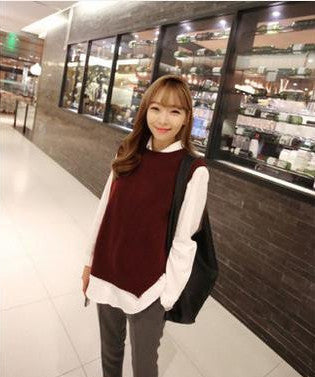 spring loose big yards female hedging sweater vest sweater vest round neck wool vest waistcoat jacket-Dollar Bargains Online Shopping Australia