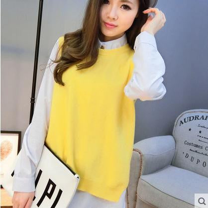 spring loose big yards female hedging sweater vest sweater vest round neck wool vest waistcoat jacket-Dollar Bargains Online Shopping Australia