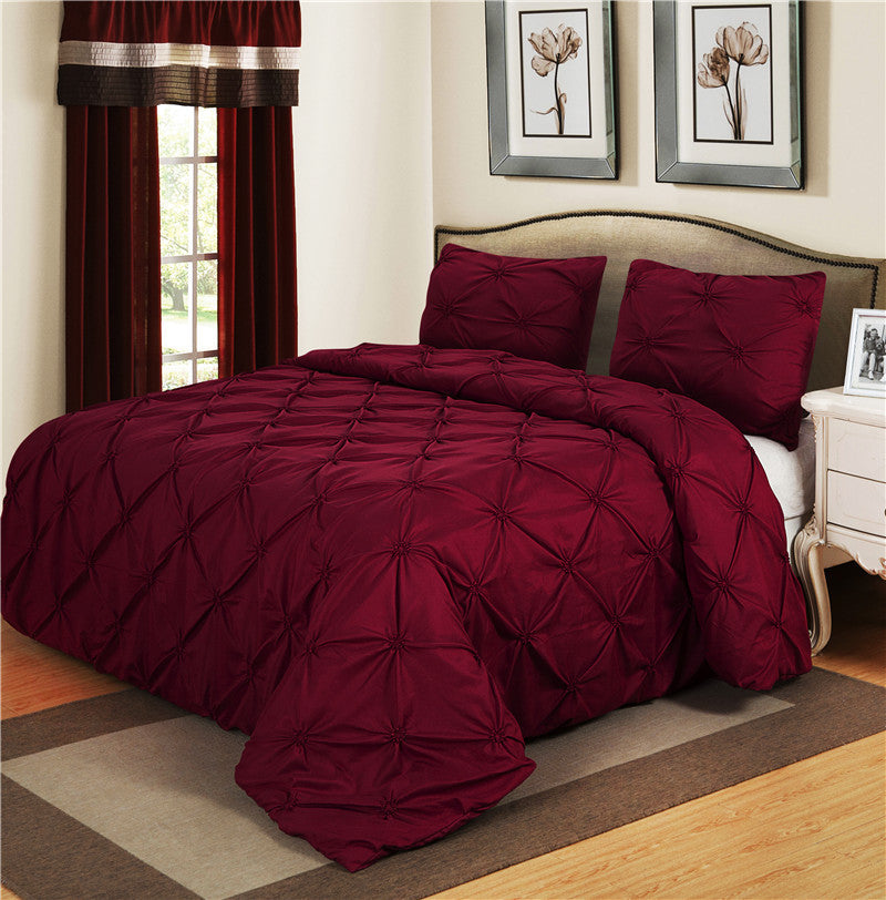 Luxury Bedding Sets Brown/Grey Home Textile Pinch Pleat 2/3pcs Twin/Queen/Double Size Bedclothes Duvet Cover Set-Dollar Bargains Online Shopping Australia