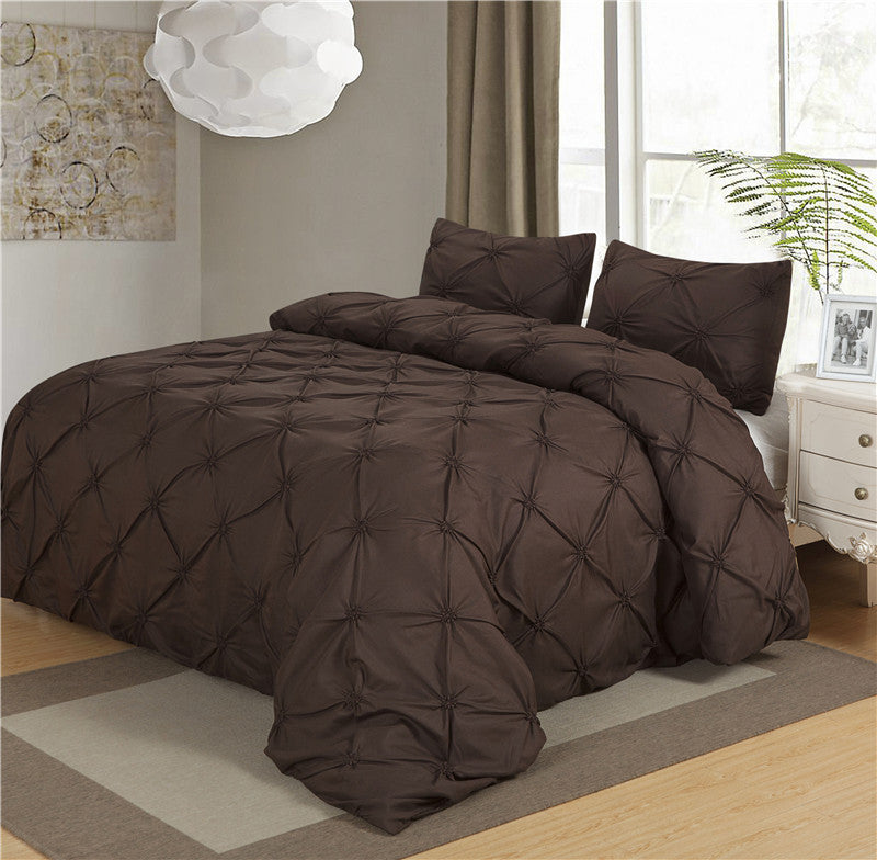 Luxury Bedding Sets Brown/Grey Home Textile Pinch Pleat 2/3pcs Twin/Queen/Double Size Bedclothes Duvet Cover Set-Dollar Bargains Online Shopping Australia