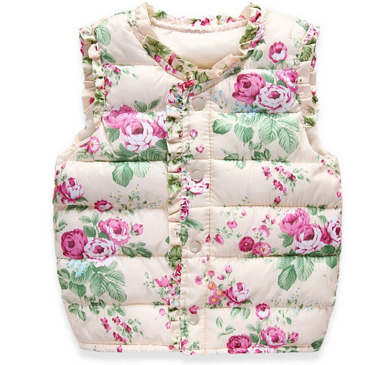 Girls Vests Children's Down Cotton Warm Vest Baby Girls Sweet Floral Waistcoat High Quality Kids Vest Outerwear 2-7 Years-Dollar Bargains Online Shopping Australia