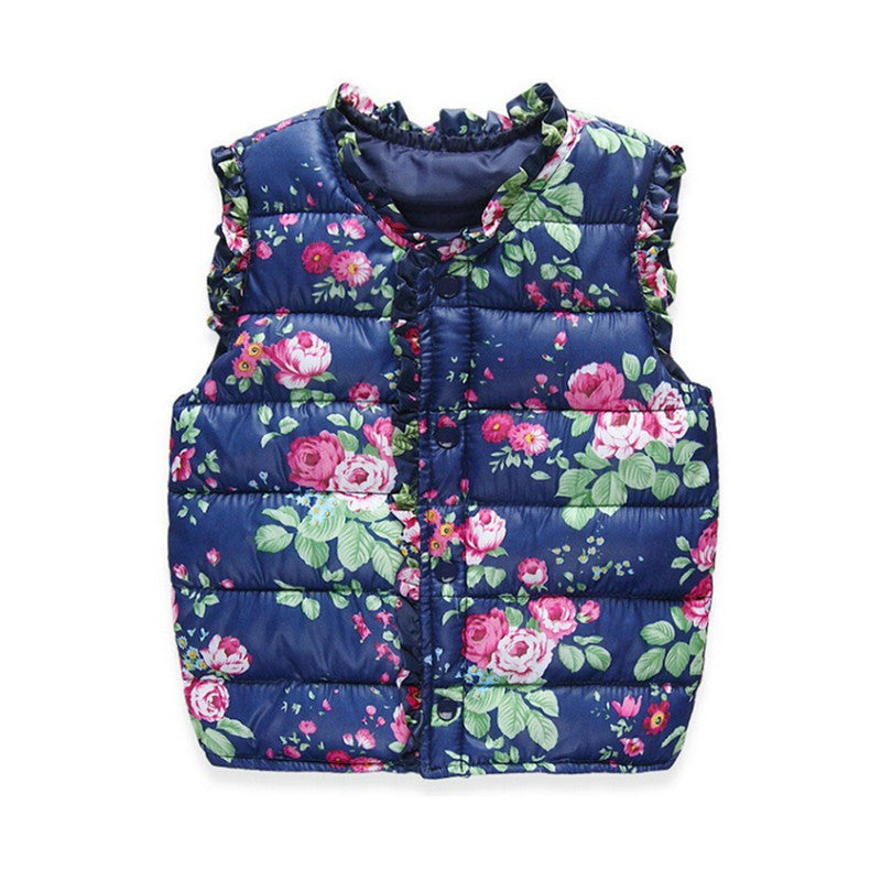 Girls Vests Children's Down Cotton Warm Vest Baby Girls Sweet Floral Waistcoat High Quality Kids Vest Outerwear 2-7 Years-Dollar Bargains Online Shopping Australia