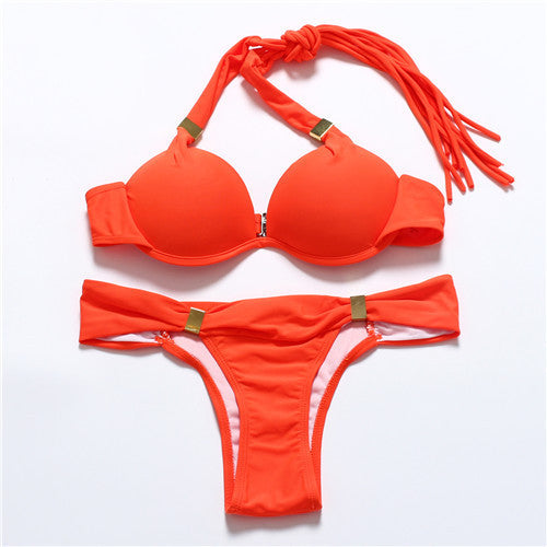 Women Halter Push Up Brazilian Neon swimsuits Sexy Tassel Bikini Fringe String Swimwear Swim String Dye Bathing Suit-Dollar Bargains Online Shopping Australia