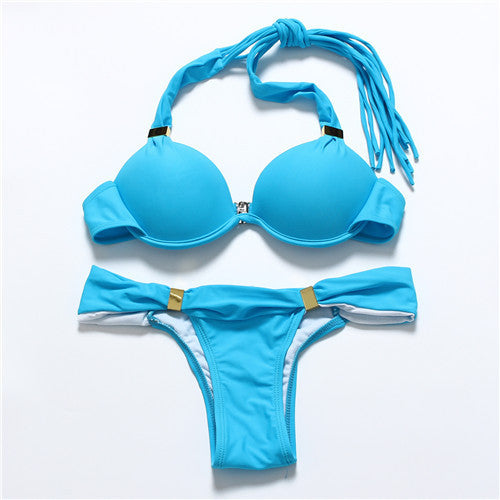 Women Halter Push Up Brazilian Neon swimsuits Sexy Tassel Bikini Fringe String Swimwear Swim String Dye Bathing Suit-Dollar Bargains Online Shopping Australia