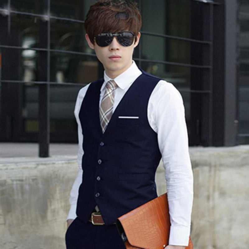 Fashion Gilet Homme Business Suit Vests Slim Fit Men Waistcoat Single Button Men Dress Vest Plus Size 3XL-Dollar Bargains Online Shopping Australia