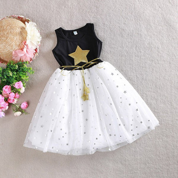 Children Kid Girls One Piece Dress Stars Sequins Tulle Bow Dress Tutu Dress-Dollar Bargains Online Shopping Australia