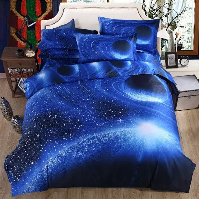 4/3pcs Galaxy 3D Bedding Sets Universe Outer Space Duvet cover Bed Sheet / Fitted Bed Sheet pillowcase Twin queen king-Dollar Bargains Online Shopping Australia