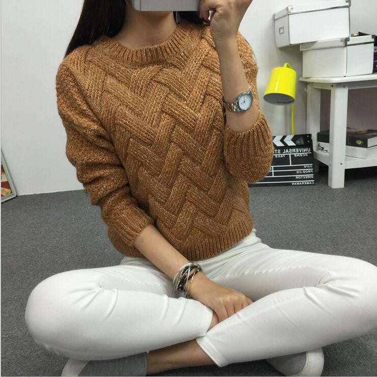 Women Casual Sweater Plaid Female Pullover O-neck Spring and Autumn Computer Knitted-Dollar Bargains Online Shopping Australia