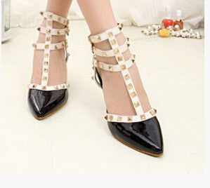 Women summer Pumps Ladies Sexy Pointed Toe Gladiator High Heels Fashion Buckle Studded Stiletto Sandals Shoes 5C08-Dollar Bargains Online Shopping Australia