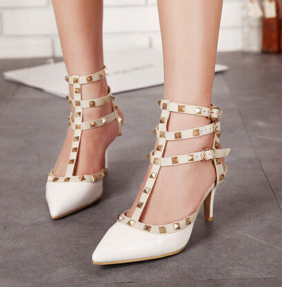 Women summer Pumps Ladies Sexy Pointed Toe Gladiator High Heels Fashion Buckle Studded Stiletto Sandals Shoes 5C08-Dollar Bargains Online Shopping Australia