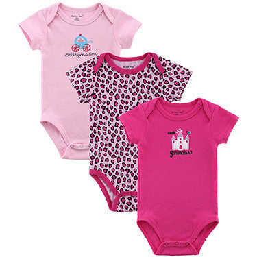 3 Pieces/lot Baby Romper Girl and Boy Short Sleeve Leopard Print Summer Clothing Set for born Next Jumpsuits & Rompers-Dollar Bargains Online Shopping Australia