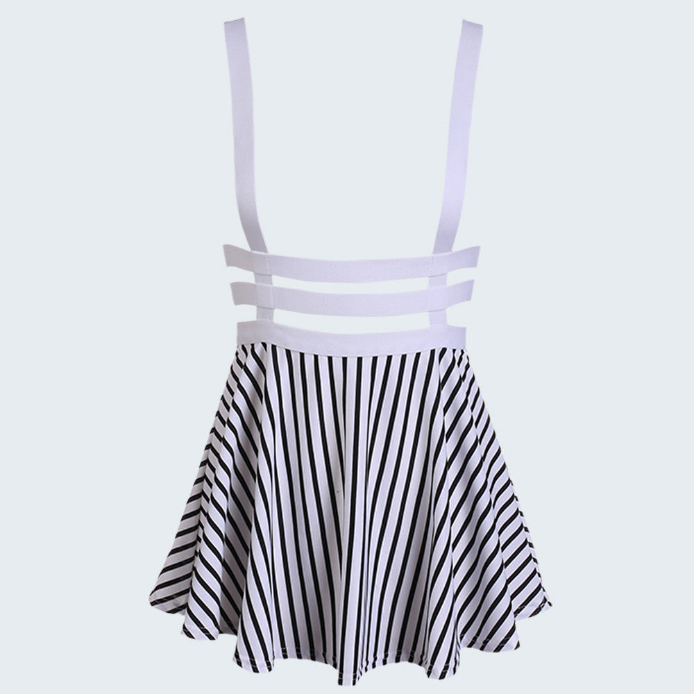 Preppy Style Suspender Skirts Women Girl Ruffles Skater Pleated Short Braces Skirt Back Zipper Hollow Out Skirt B2# 41-Dollar Bargains Online Shopping Australia