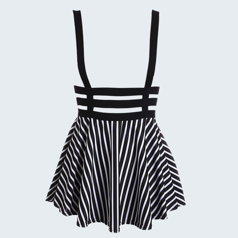 Preppy Style Suspender Skirts Women Girl Ruffles Skater Pleated Short Braces Skirt Back Zipper Hollow Out Skirt B2# 41-Dollar Bargains Online Shopping Australia