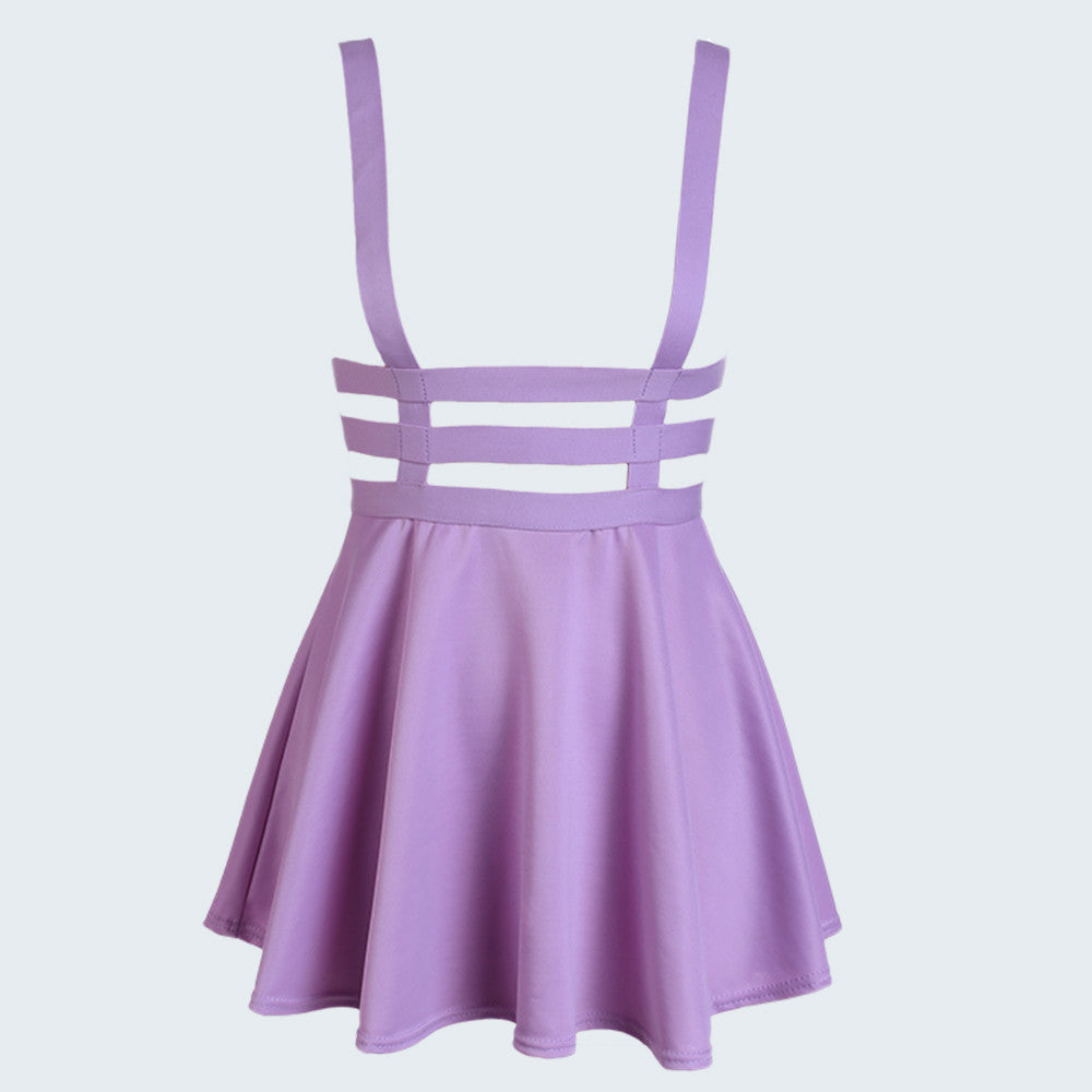 Preppy Style Suspender Skirts Women Girl Ruffles Skater Pleated Short Braces Skirt Back Zipper Hollow Out Skirt B2# 41-Dollar Bargains Online Shopping Australia