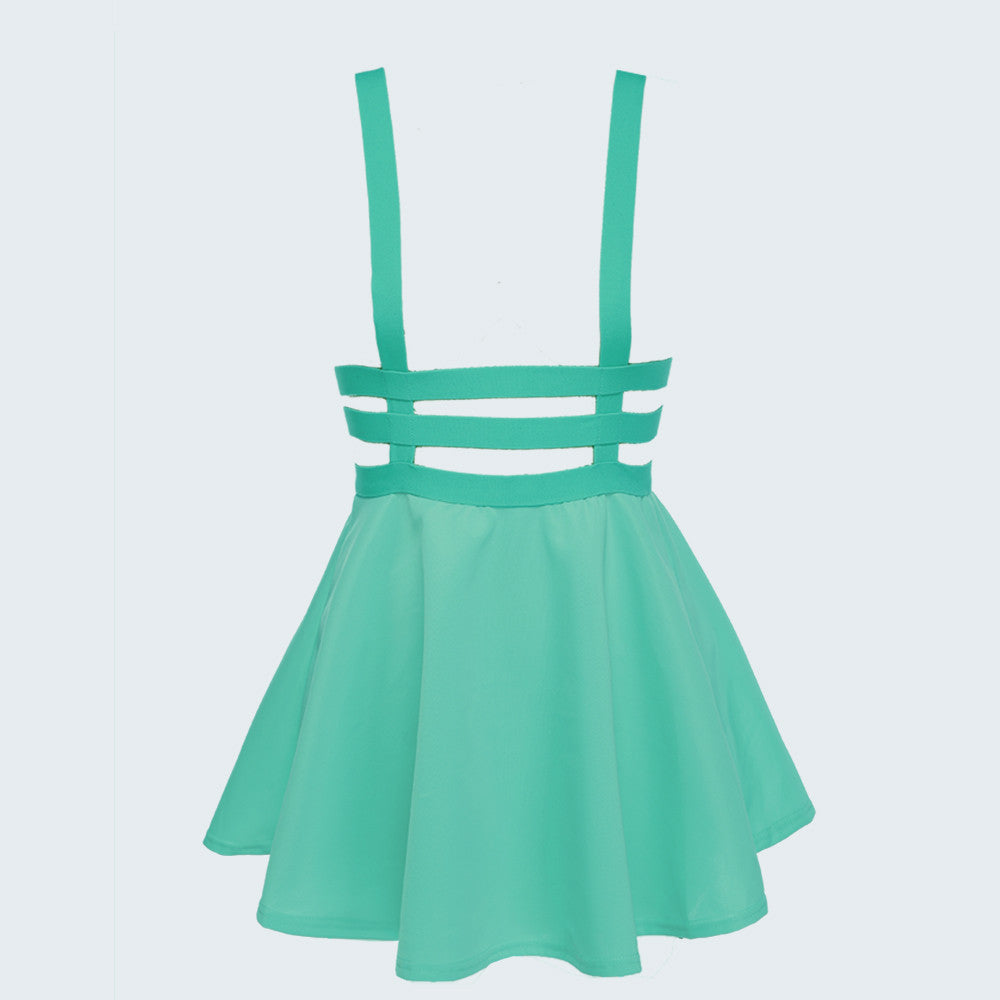 Preppy Style Suspender Skirts Women Girl Ruffles Skater Pleated Short Braces Skirt Back Zipper Hollow Out Skirt B2# 41-Dollar Bargains Online Shopping Australia
