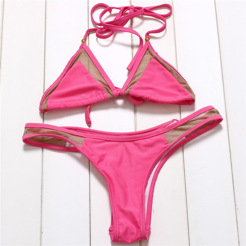 Bikini Set Splicing Push Up Swimsuit Brazilian Women Biquini Swimwear Mesh Bathing Suits Maillot de Bain-Dollar Bargains Online Shopping Australia