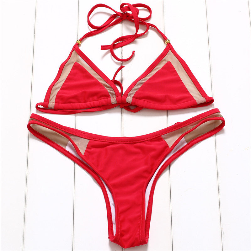 Bikini Set Splicing Push Up Swimsuit Brazilian Women Biquini Swimwear Mesh Bathing Suits Maillot de Bain-Dollar Bargains Online Shopping Australia
