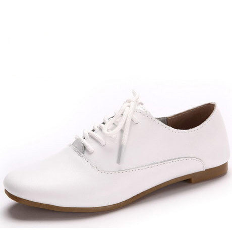 Real leather Classic Women Oxfords Shoes Fashion Girls Casual Flats Lace Up Loafers Pointed Toe Driving Shoe Size 35-40-Dollar Bargains Online Shopping Australia