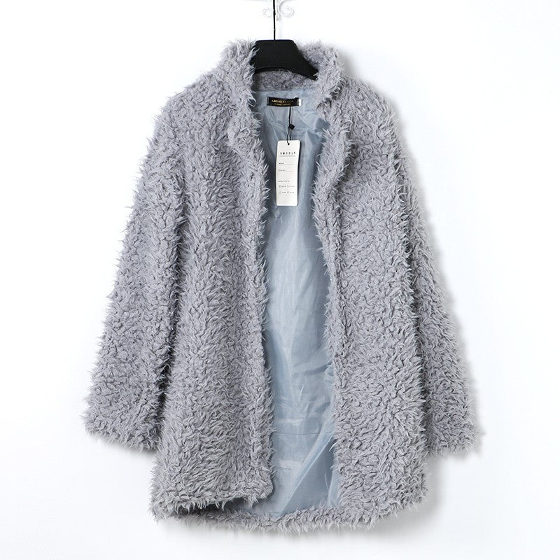 Autumn Winter Women Fur Coat Long Sleeve Cardigan Coat Female Warm Big Size Overcoat Pink Slim Warm Women Outwear Coats-Dollar Bargains Online Shopping Australia