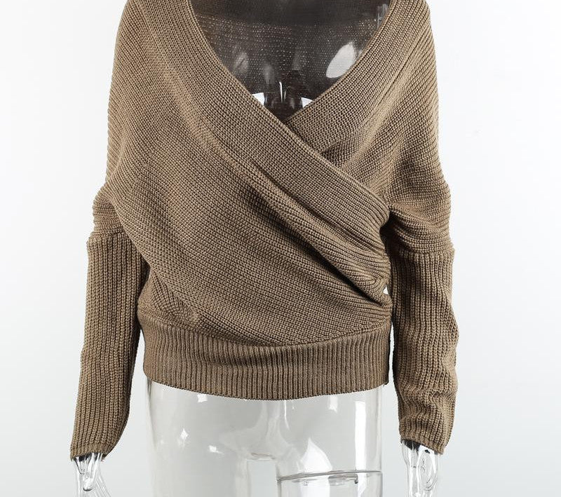 Simplee V neck sweater women Autumn winter loose long batwing sleeve sweater tops Fashion pullovers thin sweaters jumper-Dollar Bargains Online Shopping Australia