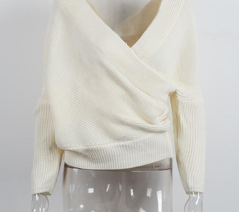 Simplee V neck sweater women Autumn winter loose long batwing sleeve sweater tops Fashion pullovers thin sweaters jumper-Dollar Bargains Online Shopping Australia