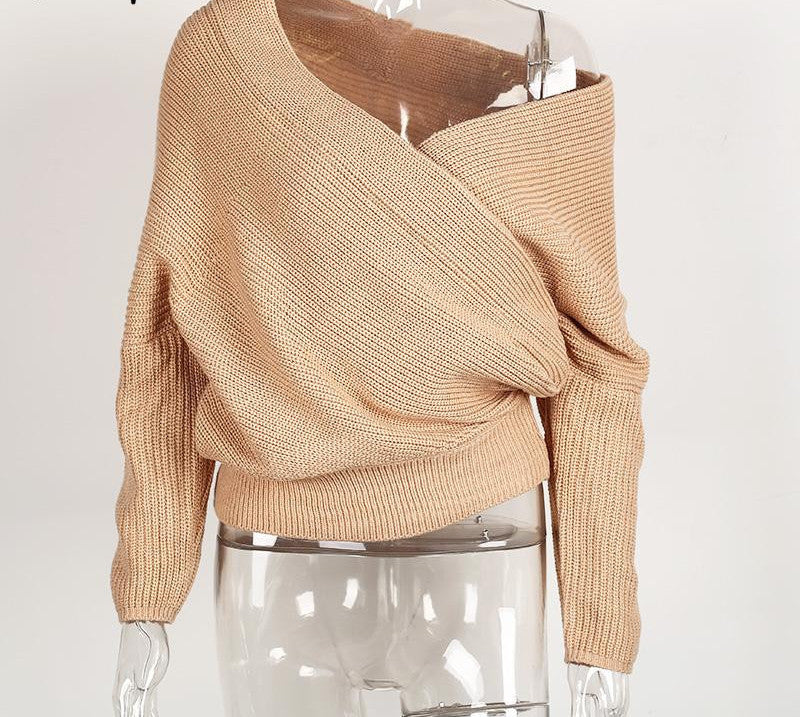 Simplee V neck sweater women Autumn winter loose long batwing sleeve sweater tops Fashion pullovers thin sweaters jumper-Dollar Bargains Online Shopping Australia