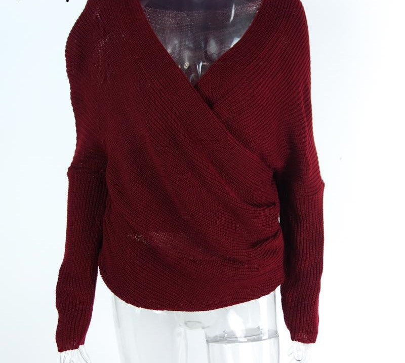 Simplee V neck sweater women Autumn winter loose long batwing sleeve sweater tops Fashion pullovers thin sweaters jumper-Dollar Bargains Online Shopping Australia