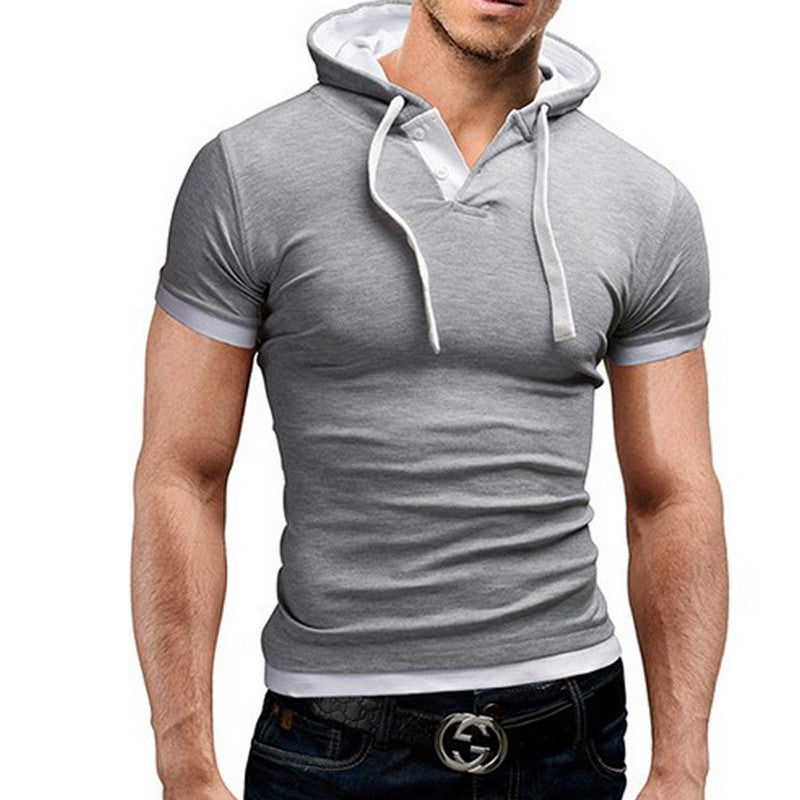 Men'S T Shirt Summer Fashion Hooded Sling Short-Sleeved Tees Male Camisa Masculina T-Shirt Slim Male Tops 4XL-Dollar Bargains Online Shopping Australia