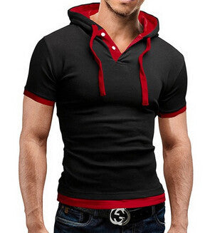 Men'S T Shirt Summer Fashion Hooded Sling Short-Sleeved Tees Male Camisa Masculina T-Shirt Slim Male Tops 4XL-Dollar Bargains Online Shopping Australia