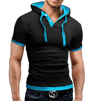 Men'S T Shirt Summer Fashion Hooded Sling Short-Sleeved Tees Male Camisa Masculina T-Shirt Slim Male Tops 4XL-Dollar Bargains Online Shopping Australia