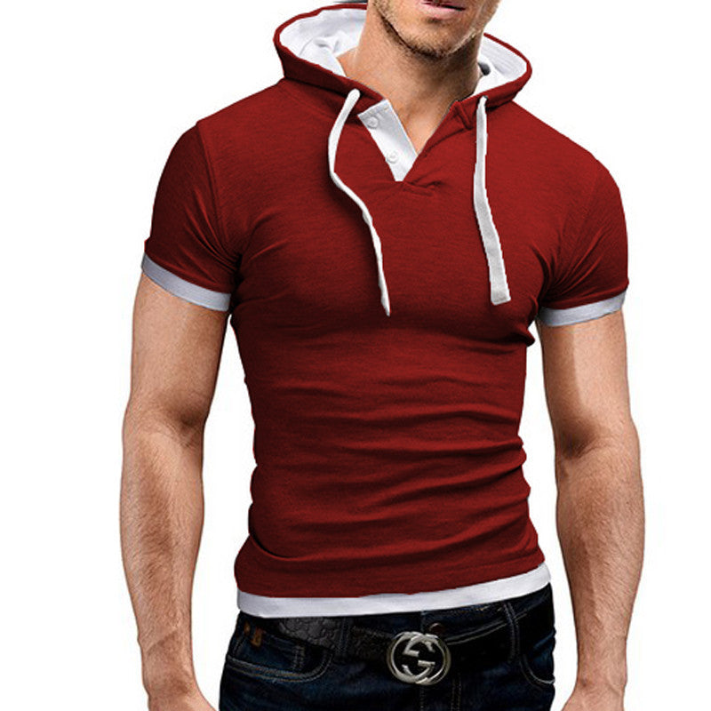 Men'S T Shirt Summer Fashion Hooded Sling Short-Sleeved Tees Male Camisa Masculina T-Shirt Slim Male Tops 4XL-Dollar Bargains Online Shopping Australia