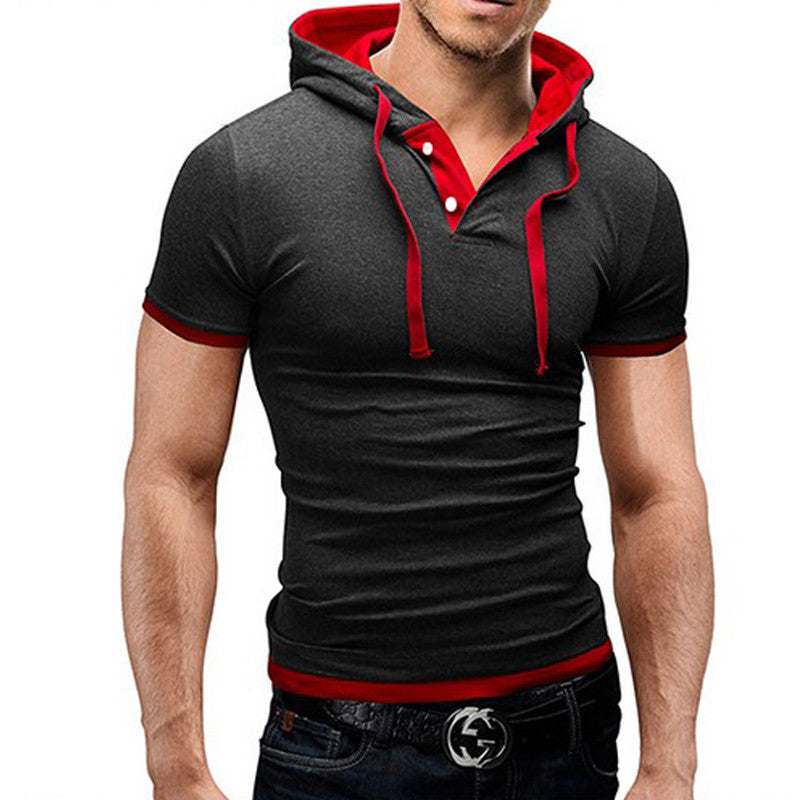 Men'S T Shirt Summer Fashion Hooded Sling Short-Sleeved Tees Male Camisa Masculina T-Shirt Slim Male Tops 4XL-Dollar Bargains Online Shopping Australia