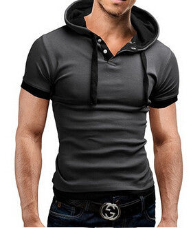 Men'S T Shirt Summer Fashion Hooded Sling Short-Sleeved Tees Male Camisa Masculina T-Shirt Slim Male Tops 4XL-Dollar Bargains Online Shopping Australia