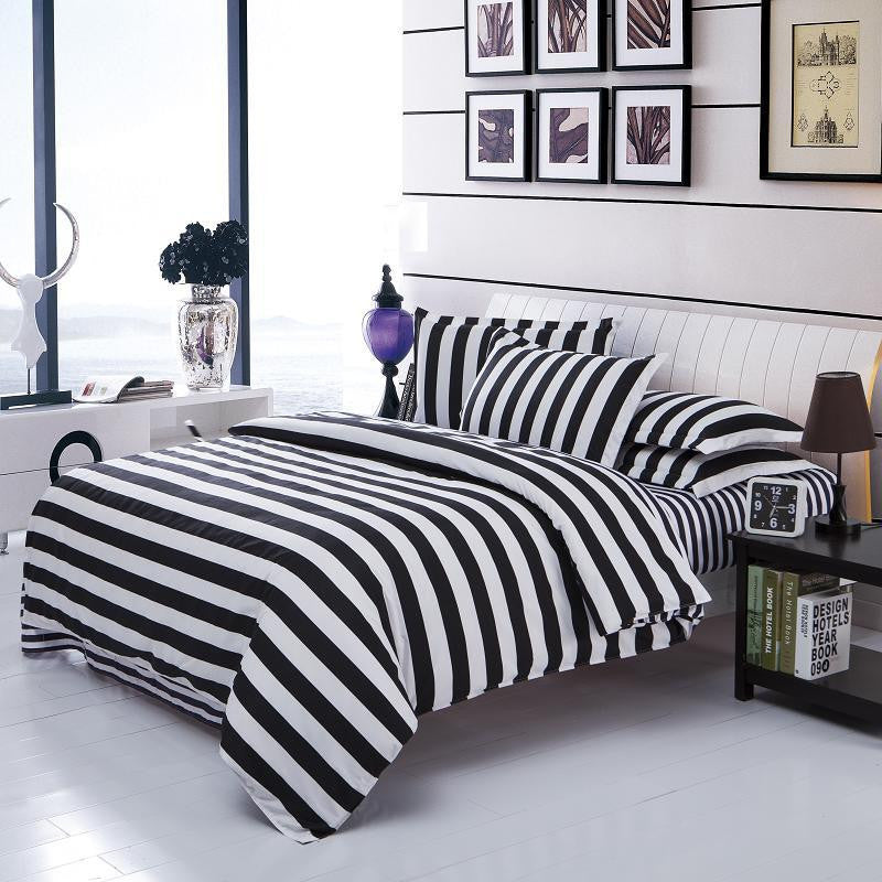 Bedding Set Twin/Full/Queen Size Duvet Cover Set Classic Black and White Bed Sheet Sets Home Textile-Dollar Bargains Online Shopping Australia