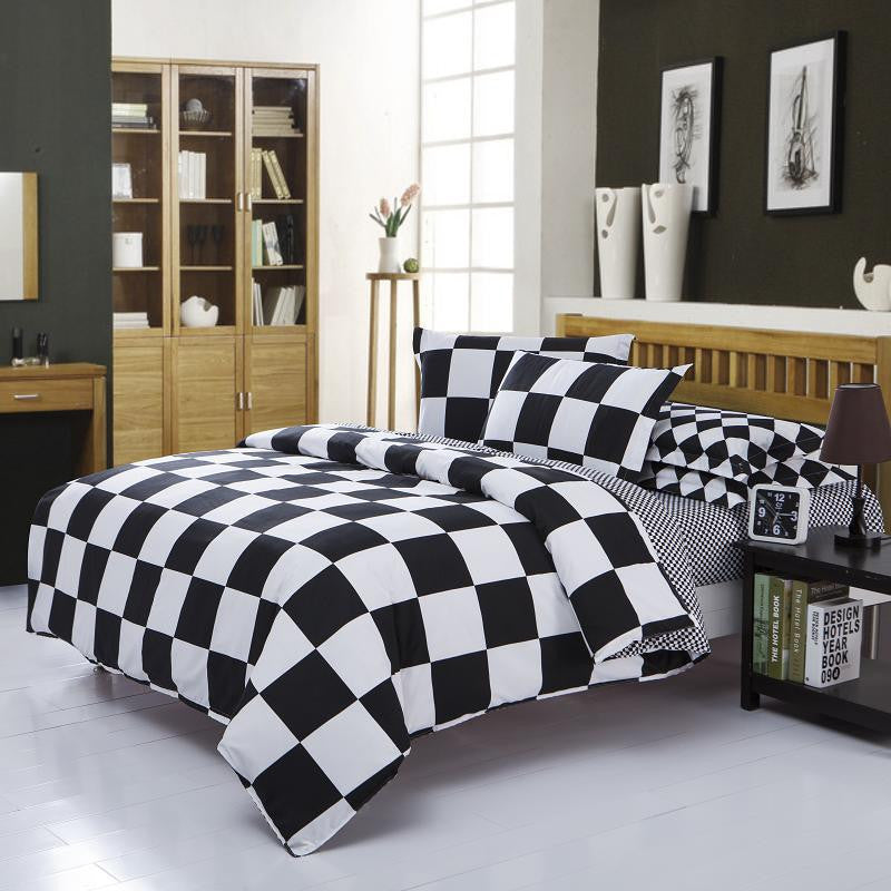 Bedding Set Twin/Full/Queen Size Duvet Cover Set Classic Black and White Bed Sheet Sets Home Textile-Dollar Bargains Online Shopping Australia