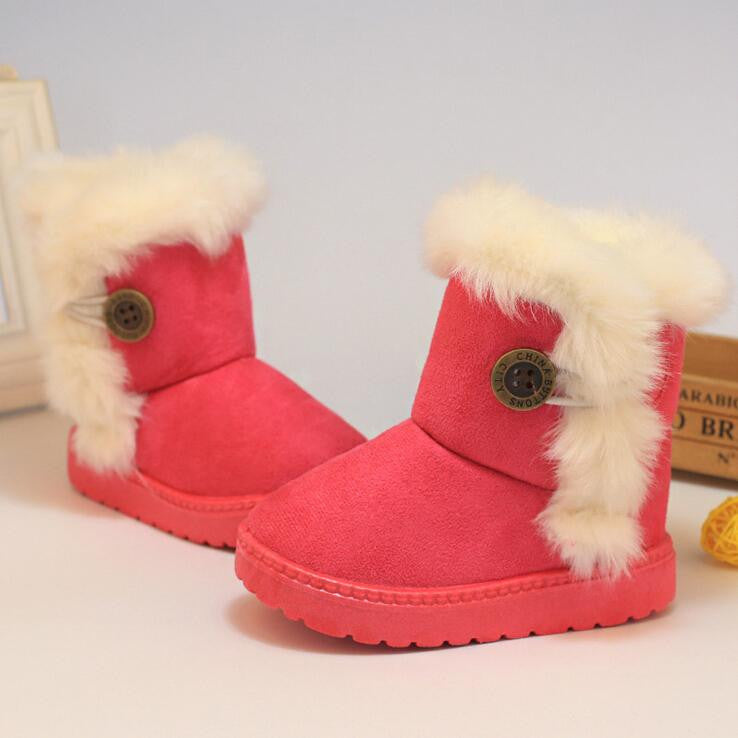 Winter Children Boots Thick Warm Shoes Cotton-Padded Suede Buckle Boys Girls Boots Boys Kids Shoes Insoles 13.5-20.5CM-Dollar Bargains Online Shopping Australia