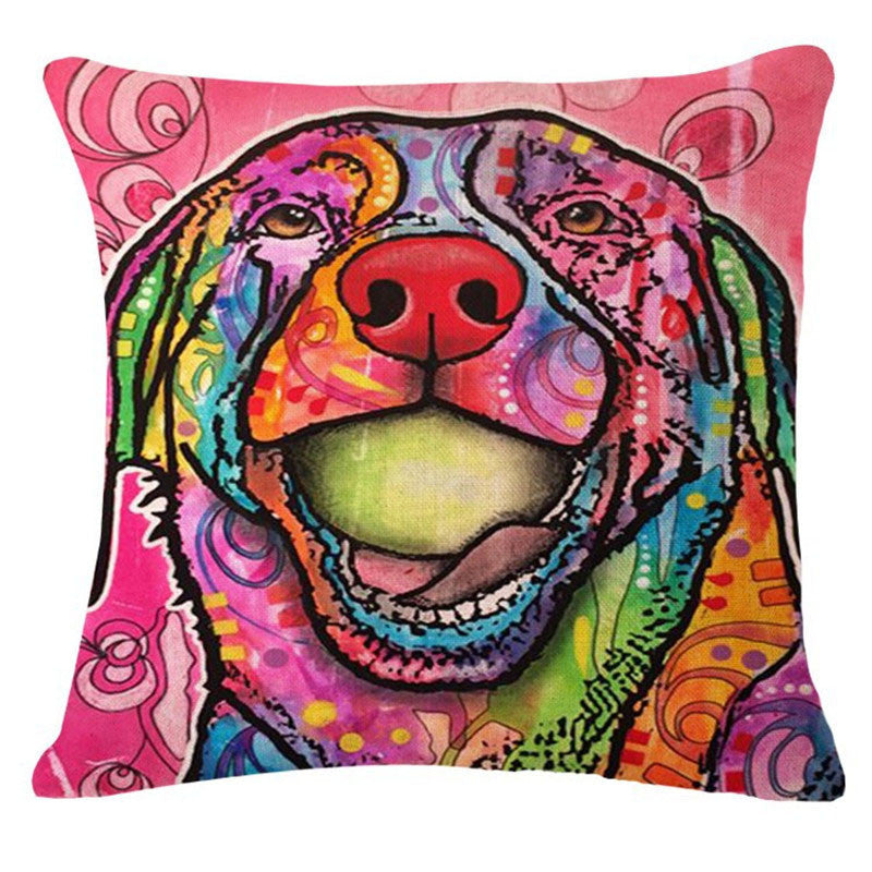 Cartoon Style Decor Cotton Linen Cushion Multicolor Dog Pattern Print Sofa Throw Pillow Home Decor Square Cojines-Dollar Bargains Online Shopping Australia